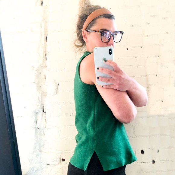anthropologie green mockneck sleevless top M - Picture 2 of 6